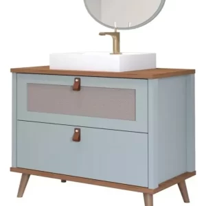Armário de Banheiro Veneto 80cm Pistache/Freijó MGM com Porta e Prateleiras